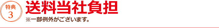 特典3 送料当社負担（一部例外がございます。）